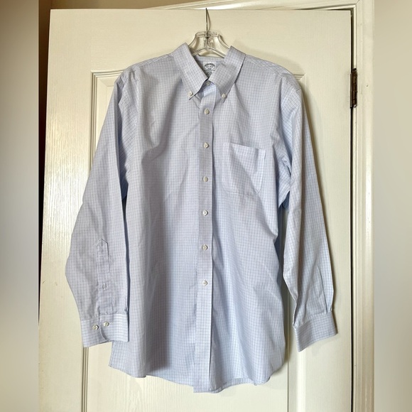Brooks Brothers Other - Brooks Brothers 346 Non-Iron Button Down Blue Grid Check Dress Shirt 17.5 4/5
